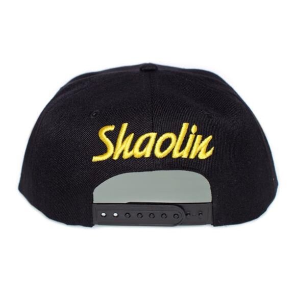 Shaolin Snapback Hat From the Slums Flat Brim Black Adjustable Cap Gold 3D Retro main image 4